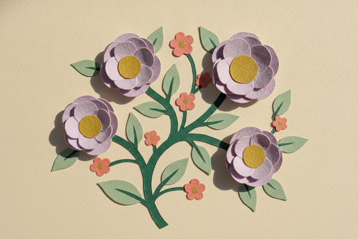 Paper neurons blooming like lavender flowers from a single stem